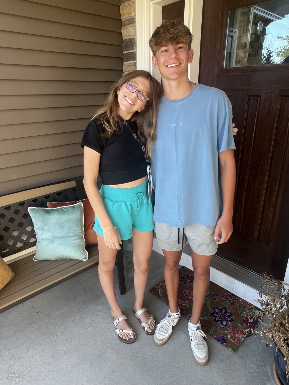 Lauren and Brady together on the porch